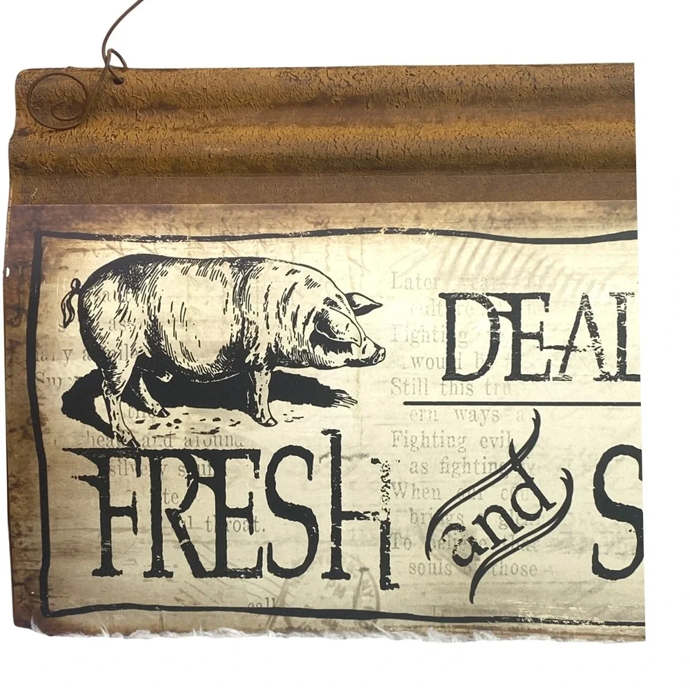 Rustic Kitchen Sign Metal Country Cottagecore Man Cave Garage Butcher‎